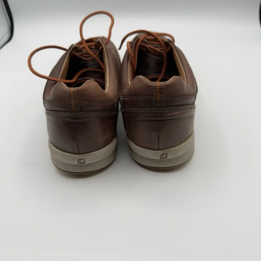 Footjoy Versalux Spikeless Golf Shoes Mens 9 Brown‎ Leather Lace Up 57253